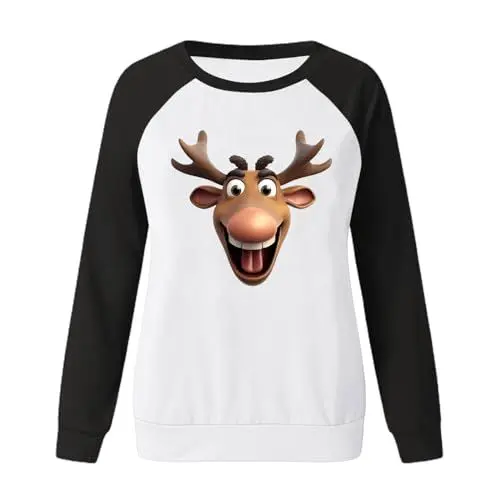 Produktbild: Weihnachts Pullover Damen Casual Weihnachtspullover Lässiger Sweat Christmas Freizeithemd Ohne Kapuze Bluse Lustige Jumper Sweatshirts für Damen Weihnachtspullover Lustig Damen