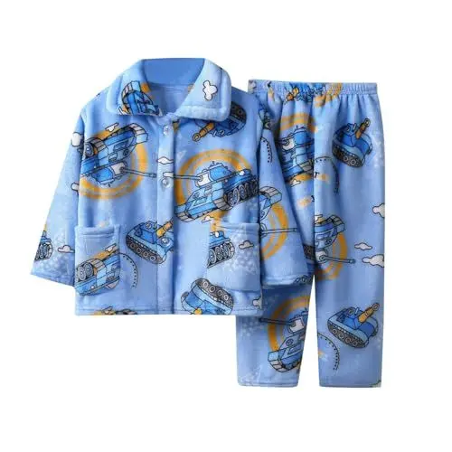 Produktbild: Weihnachts Pyjama Flauschige Schlafanzug - Hausanzug Kinder MäDchen Kuschelig Pyjama Jungen Weihnachten Pyjama - Hauskleidung Anzug NachtwäSche (X-30-Blau, 4-5 Years)