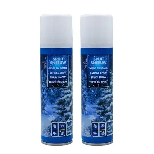 Produktbild: Spetebo Weihnachts Schnee Spray 150 ml mit 8 Schablonen - 2er Set - Deko Kunstschnee zum sprühen - Dekoschnee Schneefarbe Sprühschnee Fensterschnee Schnee Weihnachtsbaum Dekoration