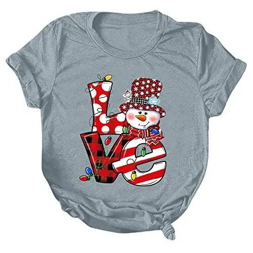 Produktbild: Black Friday Weihnachts Tshirt Damen Kurzarmarm Weihnachts Tshirt Weihnachts Tshirt Damen Große Größen Weihnachten Shirt Damen Tshirt Damen Große Größen Merry Christmas T Shirt Unterhemd Damen Kurzarm