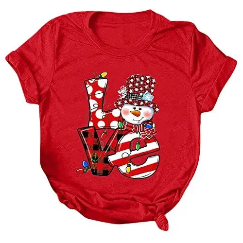 Produktbild: Black Friday Weihnachts Tshirt Damen Kurzarmarm Weihnachtspullover Damen Weihnachts Tshirt Damen Mit Glitzer Weihnachts Tshirt Schwimm Tshirt Damen Merry Christmas T Shirt Unterhemd Damen Kurzarm