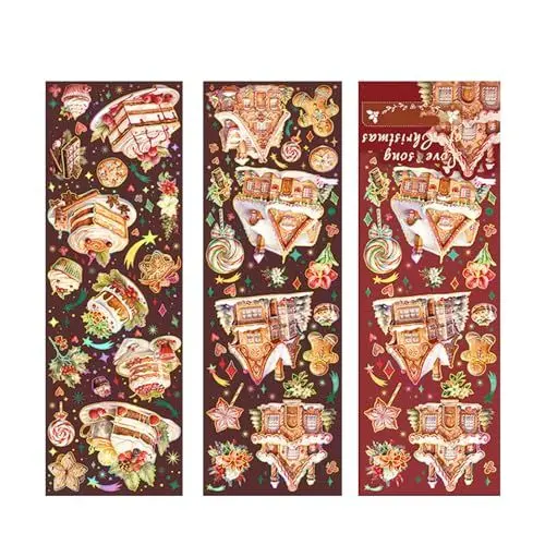 Produktbild: Weihnachtsaufkleber, Scrapbooking, Haustier, zum Abreißen, florale Weihnachts-Scrapbook-Aufkleber zum Basteln von Handarbeitsprojekten (Typ 2)
