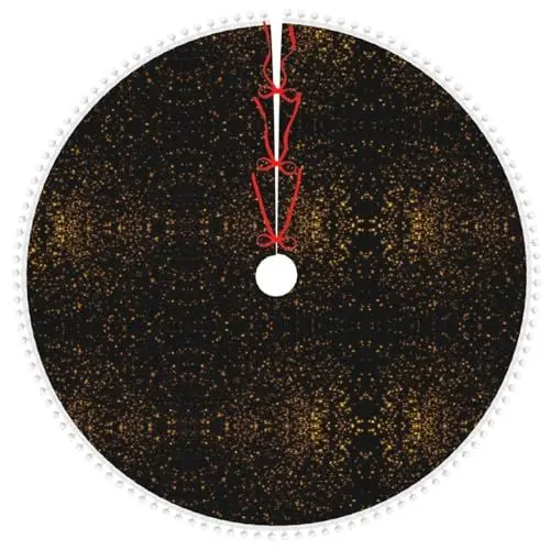 Produktbild: Weihnachtsbaumdecke mit Pompon, Schwarz und Gold, für Weihnachten, Urlaub, Party-Dekorationen