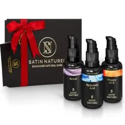 Produktbild: Weihnachtsgeschenke für Frauen Wellness Geschenke für Frauen Retinol Serum + Hyaluron Serum + Vitamin C Serum 3x30ml, Beauty Skincare Set Vegan - Geburtstagsgeschenke für Frauen - Satin Naturel