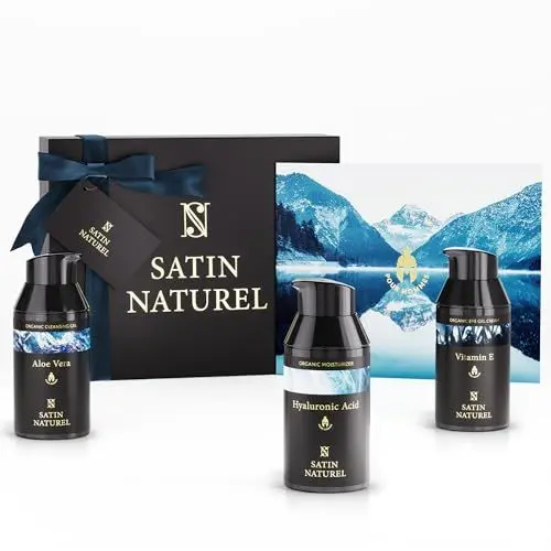 Produktbild: Weihnachtsgeschenke für Männer - Skincare Geschenkset Männer mit Moisturizer Face Männer + Augencreme + Gesichtsreinigung - Geschenke für Männer - Gesichtspflege Männer - Satin Naturel