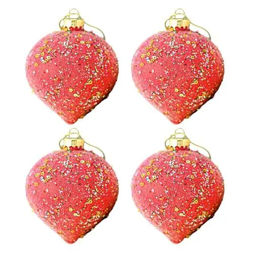 Produktbild: Weihnachts-Glaskugel-Ornamente, 4 Stück Glas-Weihnachtskugeln für drinnen und draußen, bruchsicherer Kunststoff, Wasserabweisende Kugel-Ornamente, Dekorationen für Weihnachtsbäume (D)