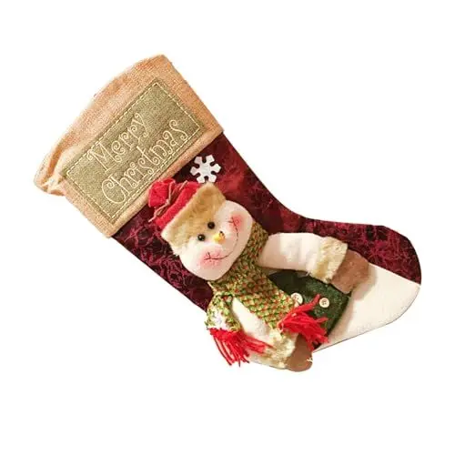 Produktbild: Weihnachts-Hängestrumpf, Weihnachtsstrümpfe aus Polyester, Multifunktional, Niedlich für Weihnachtsbäume (Schneemann)