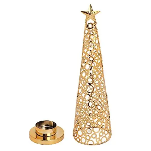 Produktbild: Weihnachtskerzenhalter, stehende festliche Kerzenständer aus Eisen und Metall, Weihnachtsdekoration für Büroregal, Kaminsims, Tisch