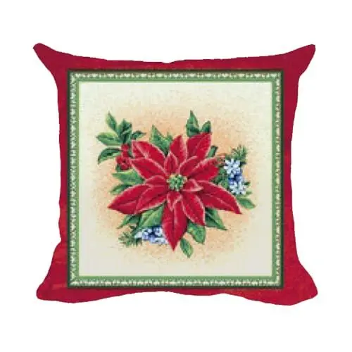 Produktbild: Weihnachtskissen aus Gobeline, Jacquard-Optik, Weihnachten, Winter, Geschenkidee – abnehmbar und waschbar, mit weicher Füllung (Star 1)