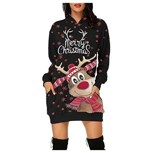 Produktbild: Weihnachtskleid Damen, Lustige Weihnachtspullover Weihnachtspulli Paare Weihnachtspullover Set Für Paare Christmas Sweater Cat Weihnachten Ugly Sweater Strickpullover Herren Weihnachten Hässliche