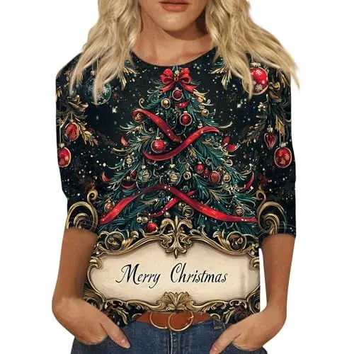 Produktbild: Weihnachtskleid Damen Weihnachtsbluse Damen Damen Weihnachtskleid Weihnachts Damen Shirt Damen Weihnachten Kleidung Süssigkeiten Weihnachten Weihnachts Longshirt Damen Geschenke Blau M