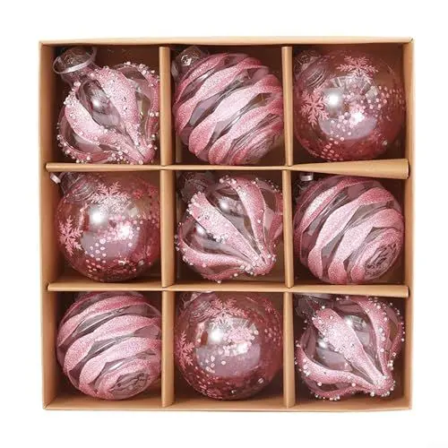 Produktbild: Weihnachtskugel-Ornamente, 8CM Weihnachtsbaumschmuck, hängende Weihnachtskugeln, Kugeln, Ornamente, Set, bruchsichere Weihnachtskugeln, Weihnachtsschmuck (Rosa)