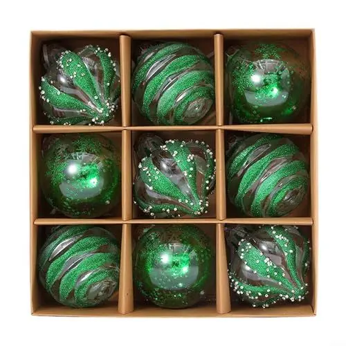 Produktbild: Weihnachtskugel-Ornamente, 8CM Weihnachtsbaumschmuck, hängende Weihnachtskugeln, Kugeln, Ornamente, Set, bruchsichere Weihnachtskugeln, Weihnachtsschmuck (grün)