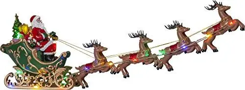 Produktbild: Weihnachtsmann Figur | LED Rentier Weihnachtsdeko | Weihnachtsmann Deko | LED Rentier mit Schlitten | Weihnachtsdeko Rentier | LED Weihnachtsmann mit Schlitten | Sitzender Weihnachtsmann | Rentier LED