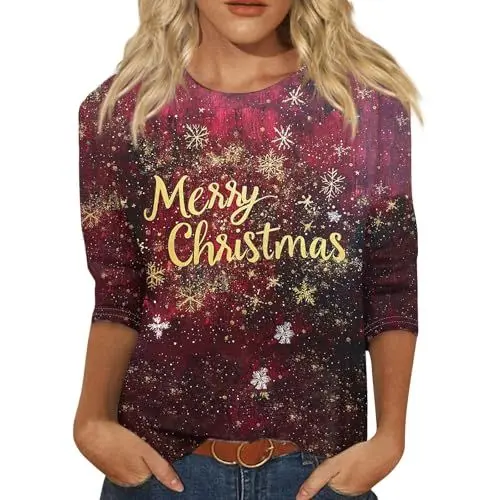 Produktbild: Weihnachtsoutfit Damen Weihnachtsshirt Damen Kleid Weihnachten Festliche Tunika Tshirt Lustig Weihnachten Süßigkeiten Weihnachtsmode Damen Weihnachtskleidung Damen Weihnachts Rot 2XL
