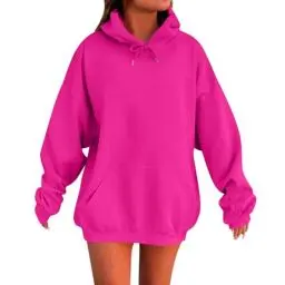 Produktbild: Generisch Hoodie Damen Oversize Kapuzenpullover Langarm Pullover Sweatjacke Langarmshirt Sweatshirt Kapuzenjacke Kapuzenpulli Streetwear Oberteil Blacke Friday 2024 Angebote(1-Hot Pink,XL)