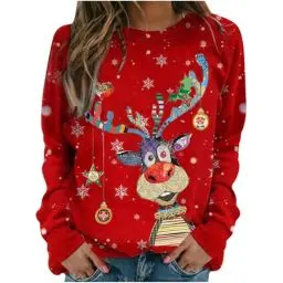 Produktbild: Weihnachtspullover Damen Baumwolle Christmas Pullover Kinder Weihnachtspullover Strick Weihnachtspullover Damen Leuchtend Weihnachtspulli Damen XXL Shirt Weihnachten Damen Day 2024 Angebote