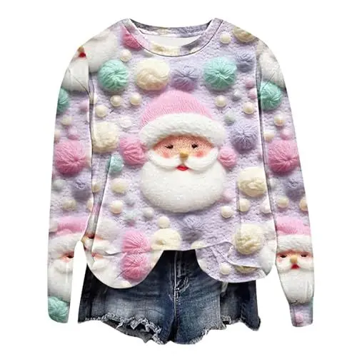Produktbild: Weihnachtspullover Damen Ugly, Jumpsuit Weihnachten, Flauschiger Pullover, Hoodie Sweatshirt, Decke Poncho, Christmas T-Shirt, Klamotten Teenager Mädchen, Kapuzenpullover Hoody, Y2k