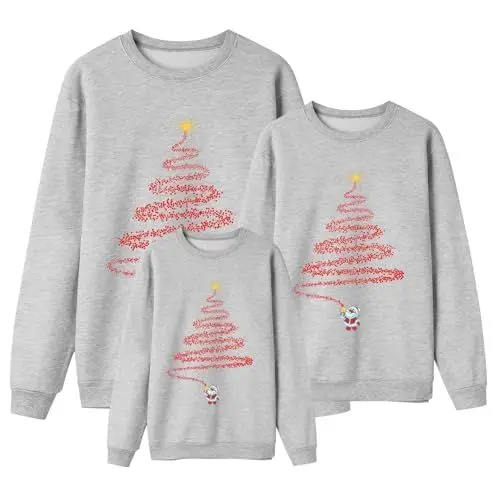 Produktbild: Weihnachtspullover Familie Set Lustig Langarm Sweatshirt Christmas Pyjama Family Damen Herren Weihnachts Rundhals Winterpullover Winter Loose Strickpullover Kinder Langarmshirt Weihnachtskleidung