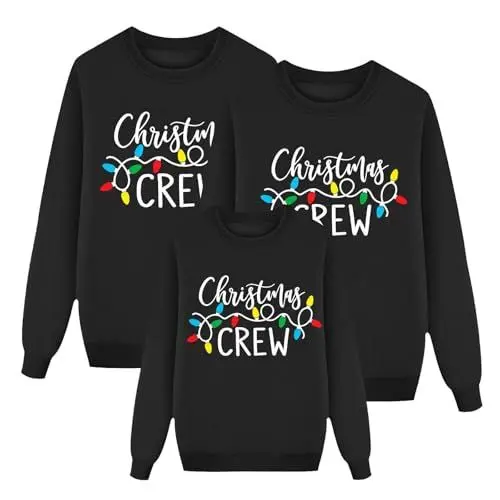 Produktbild: Weihnachtspullover Familie Set Lustig Langarm Winterpullover Family Loungewear Outfit Damen Herren Christmas Rundhals Sweatshirt Winter Soft Langarmshirt Kinder Weihnachtspullover Weihnachtskleidung