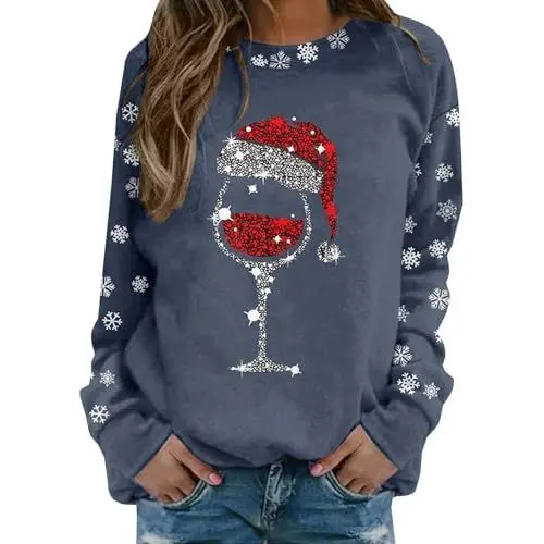 Produktbild: Weihnachtspullover Große Größen Overall Rot - Festliche Kleidung Für Paare - Damen Bluse Für Weihnachten