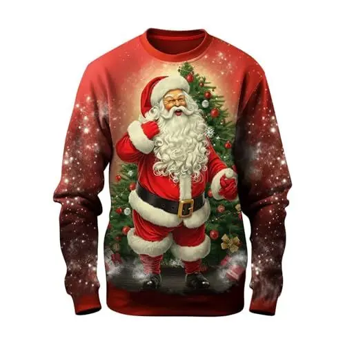 Produktbild: Weihnachtspullover Shop Herren Pullover Winter Sweatshirt Herren ohne Kapuze Ugly Sweater Pullover extra lang Herren Trainings Pullover Herren Weihnachtspullover mä 152 weihnachtspulli männer