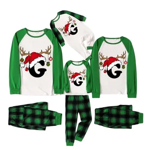Produktbild: Weihnachtspyjama Familie Set Weich Christmas Pyjama Damen Herren Partner Xmas Schlafanzug Drucken Weihnachten Pyjamas Tops+hose Outfit Baumwolle Zweiteiler Nachtwäsche Kuschelig Weihnachts Nachthemd