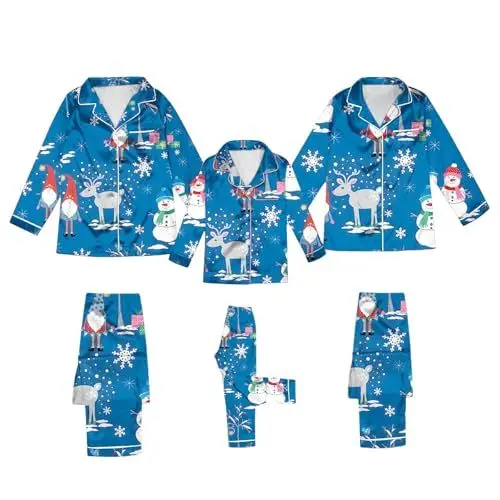 Produktbild: Weihnachtspyjama Familie Set Weihnachts Pyjama Kuschelig Drucken Christmas Schlafanzug Xmas Nachtwäsche Oberteil Und Hose Set Zweiteiliger Weihnachtspyjama Weihnachten Pyjamas für Damen Herren Kinder