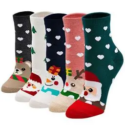 Produktbild: Weihnachtssocken Damen Socken Bunte Lustige Socken aus Baumwolle, Weihnachten Festlicher Socken Damen Witzige Socken Frauen Karikatur Tier Socken 37-43 5 Paare