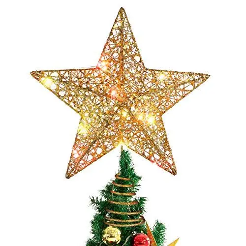 Produktbild: STOBOK weihnachtsstern Topper, warmes licht weihnachtsstern für weihnachtsbaumschmuck Party Dekoration (Gold)