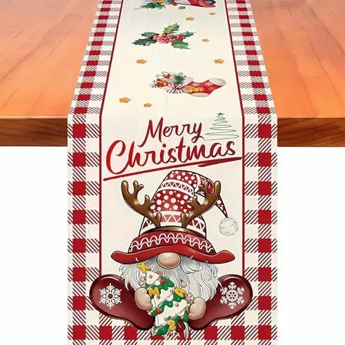 Produktbild: Weihnachtstischläufer Tischläufer Bunt Table Runner Winter Tischläufer Gobelin wasserdichte Waschbare Tischdecke Geeignet für Die Tischdekoration zu Hause (33 x 183 cm)
