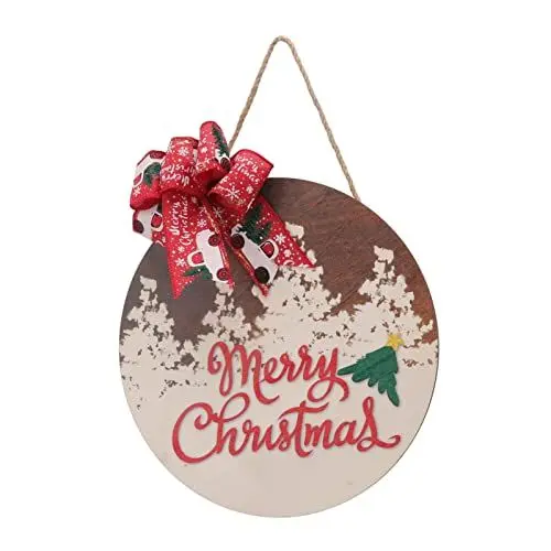 Produktbild: Weihnachts-Willkommensschild, Holz-Weihnachts-Türschild, Innendekoration Zum Aufhängen, Runder Bogen Im Pappel-Weihnachts-Tür-Anhänger für Zuhause, Party