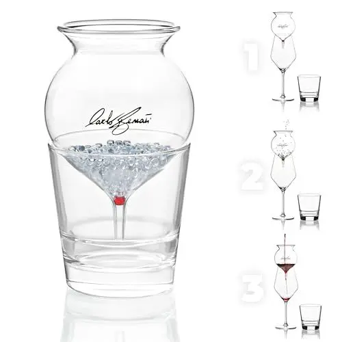Produktbild: BEEFSTONE Decanterino ''POP'', patentiertes, italienisches Glasperlen Wein- Dekantier- und Belüfter Set in der Geschenk Box aus Holz.