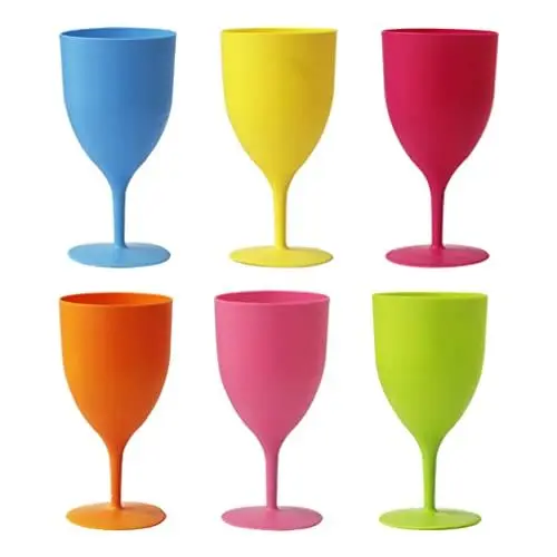 Produktbild: Weingläser Kunststoff Unzerbrechlich Bunt Weinbecher Cocktailgläser Margarita Martini Mojito Saft Gläser Eisbecher Champagnerkelche Sektgläser für Zuhause Bar Pub Café Ostern Party Deko 6 Stück