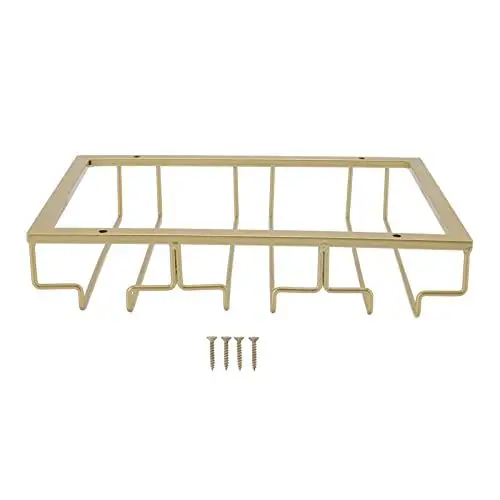 Produktbild: Weinglashalter, 3 Fächer Unter Dem Schrankregal, Stielglas-Weinglashalter aus Eisen, Weinglashalter Unter Dem Regal, Aufbewahrung von Stielgläsern, Trocknungsbügel, Organizer für(Gold)