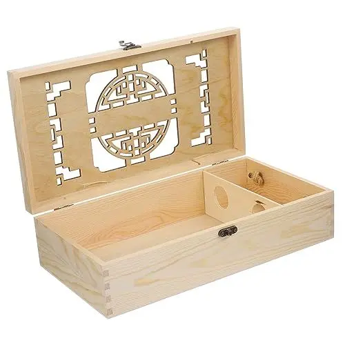 Produktbild: MOLUCKFU Holzbox Für Weinflaschen Mit Griff Weinflaschenhalter Aus Holz Elegante Flaschenaufbewahrung Für Weinliebhaber