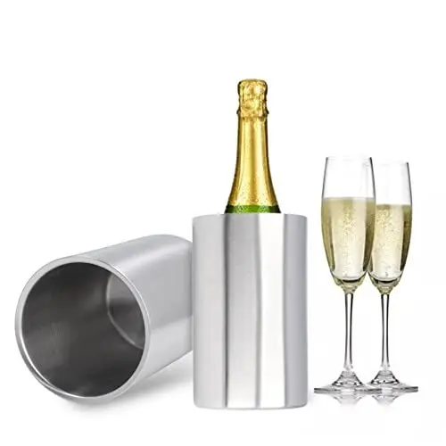 Produktbild: Weinkühler, Champagnerkühler, Weinkühler ohne Eis für eine einzelne Flasche, doppelwandiger Weißweinflaschenkühler aus Edelstahl oder Champagnerkühler, Weinzubehör, für