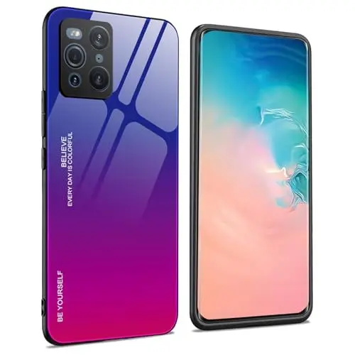 Produktbild: WEIOU Hülle für Oppo Find X3 Pro, Handyhülle Weich Silikon TPU Rahmen Farbverlauf-Glas Back Cover Dünn Bumper Case, Stoßfest Kratzfest Schutzhülle - 4