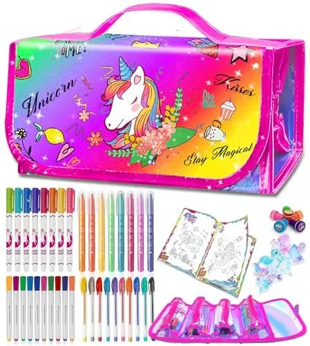 Produktbild: weirtoya Einhorn Geschenke für Mädchen 4 5 6 7 Jahre, Filzstifte Glitzerstifte Mädchen Spielzeug ab 4-7 Jahre Mädchen Einhorn Spielzeug Mädchen Geschenk