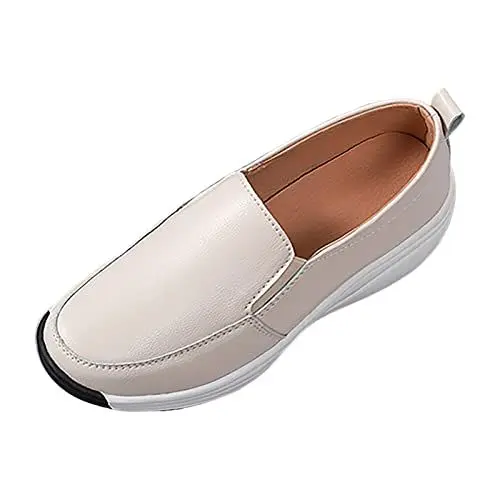 Produktbild: Weiß Ballerinas Glitzer Schuhe Pumps Schuhe Blau Frühlings- und -Damenschuhe zum Hineinschlüpfen in Faule Schuhe, rutschfeste Kuhrippe, weiche Sohle, Hohe Schuhe Damen Halbschuhe Whitie (Beige, 39)