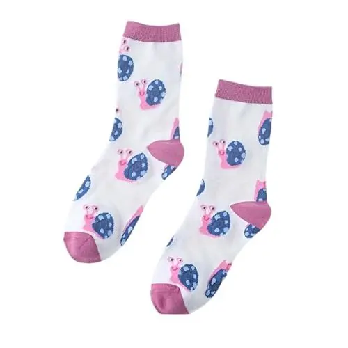Produktbild: Weiß Pinke Socken mit Schnecken Motiv Lustige Verrückte Socken für Männer und Frauen Geschenksocken Unisex Einheitsgröße 36-43 Crew Socks 1-Paar…