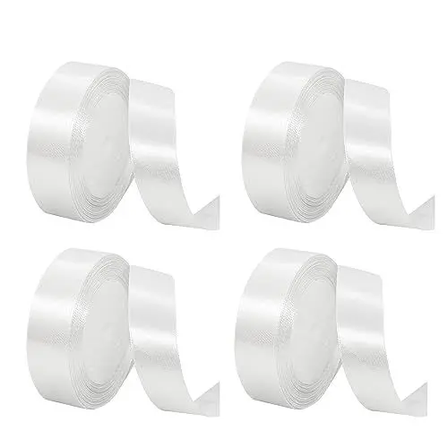 Produktbild: Weiß Satinband,Geschenkbänder, 2 cm breit x 22 m lang (insgesamt 88 m), Geschenkband für Geschenkverpackungen, DIY-Basteleien, Blumensträuße, Nähprojekte, Schleifenherstellung (Weiß)