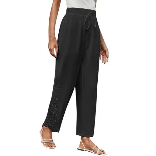 Produktbild: Weisse Hosen Damen Hosenanzug Damen Jogginghose Damen Lang Wollhose Damen Business Hose Damen Trousers for Women Sporthosen für Damen Sporthose Yoga Hose Damen Hosen Damen Schwarz 2XL