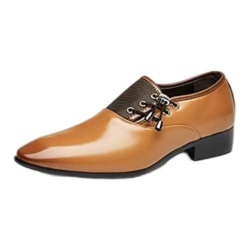 Produktbild: Weisse Sneakers Herren Sandalen Herren Herren 44 Business-Kleidung für Herren, Freizeitschuhe, britische, Spitze, einfarbige Lederschuhe zum Schnüren On Schuhe Herren 43 OrthopäDische (Yellow, 42)