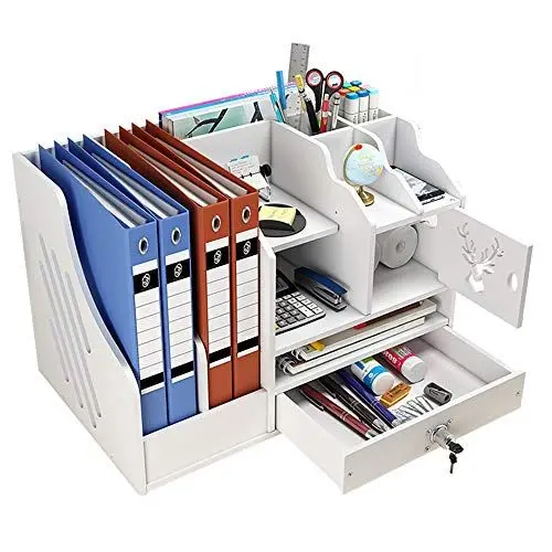 Produktbild: Weißer Schreibtisch-Organizer mit großer Kapazität, Schreibtisch-Ordner fürs Büro, Schreibtisch-Ablage zur ordentlichen Aufbewahrung von A4-Papier, Stiften, Büchern, Briefen, Dokumenten, PB07