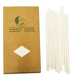 Produktbild: Weißes Papier Strohhalme, 100 Stück Weiße Papier Trinkhalme Perfekt für Eine Traumhochzeit, Recycelbar Biologisch Abbaubares