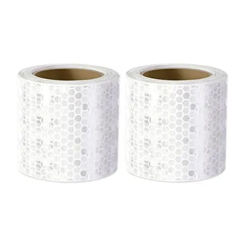 Produktbild: Weißes, reflektierendes Sicherheitsband, Xrkuu 2 Rollen, 3 m x 5 cm, Keine Rückstände, Reflektorband, selbstklebendes Sicherheitsmarkierungsband, Sicherheitswarnung, für LKW, Fahrräder, Helme