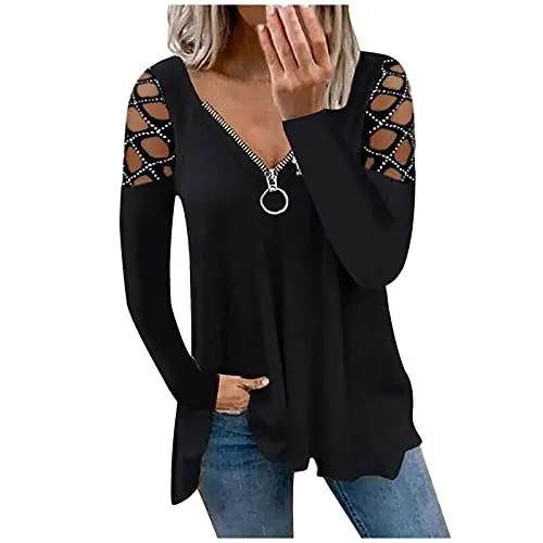 Produktbild: weißes Tshirt Damen Oversize Weisse blusen Damen Kurzarm puffärmel Damen Tunika Langarm Boho Bluse Damen Shirt Chiffon Bluse für Schwangere Frauen Bluse gepunktet Damen Damen blusen Kurzarm Sommer