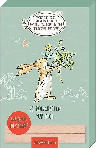 Produktbild: Weißt du eigentlich, wie lieb ich dich hab? 25 Botschaften für dich: Karten mit Holzständer | Liebevolle Grußkarten, die glücklich machen