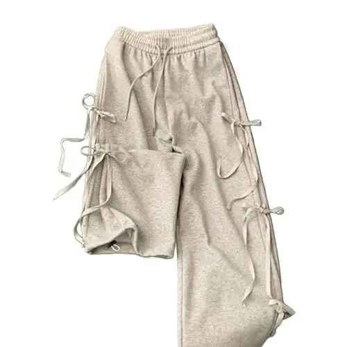 Produktbild: Weite Hose Frau lässig Schnürung mit Bogen hohe Taille lose elastische Taille Y2k Outfits Hose